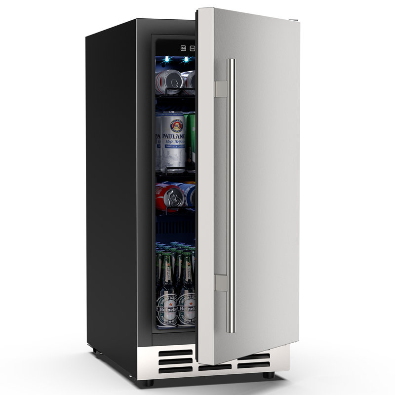 LINKEWODE 15 Inch Outdoor Beverage Fridge, Weather Proof Stainless